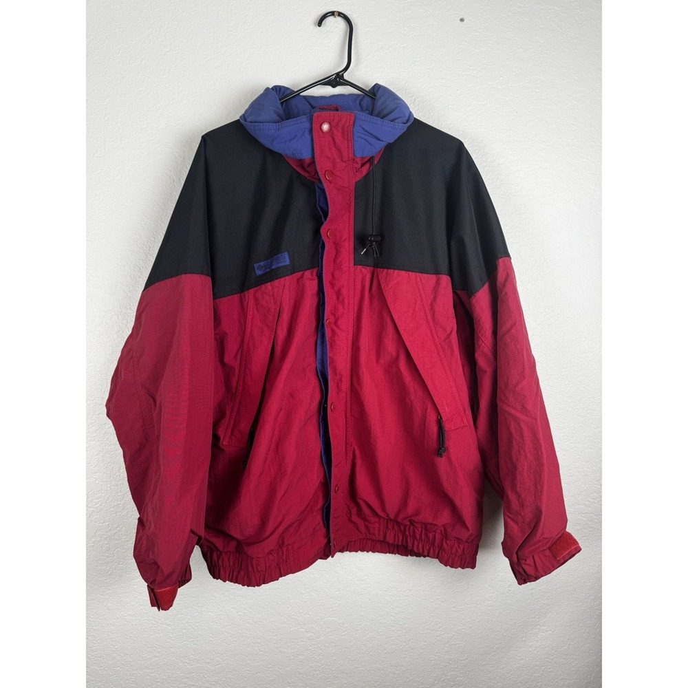Vintage 90s Columbia Sportswear Colorblock Windbreaker Jacket - Red/Black/Blue
